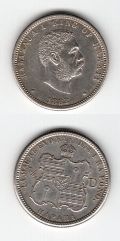 1883 Hawaii Quarter Dollar GEF