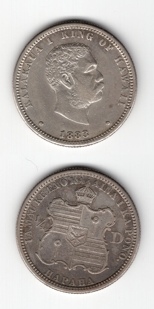 1883 Hawaii Quarter Dollar AEF