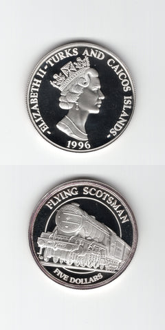 1996 Turks & Caicos Silver Proof 5 Dollars FDC