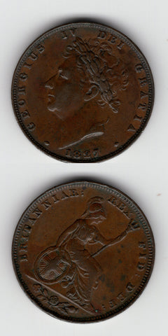 1827 Farthing VF