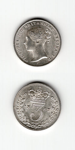 1862 Silver Threepence BU
