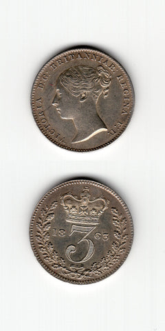 1863 Silver Threepence  UNC