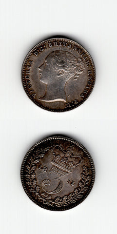 1851/8 silver Threepence AEF/EF