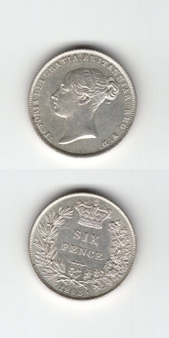 1843 Sixpence GEF