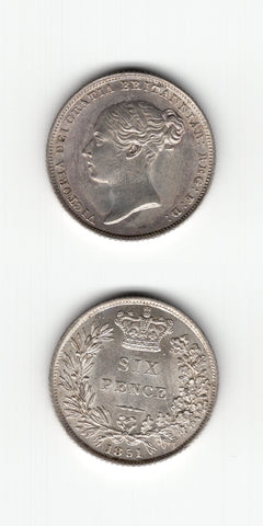 1851 Sixpence UNC