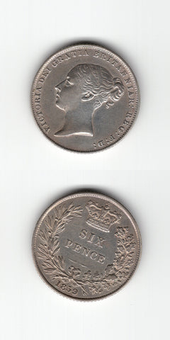 1859 Sixpence GVF
