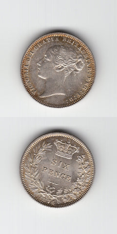 1874 Sixpence UNC