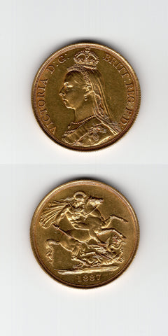 1887 Victoria Gold Two Pounds  EF