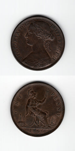 1866 Penny AUNC/UNC