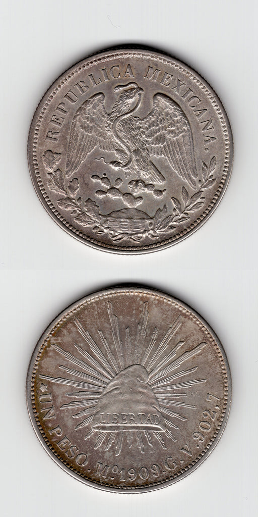 1909 MO/GV Mexico Silver Peso UNC