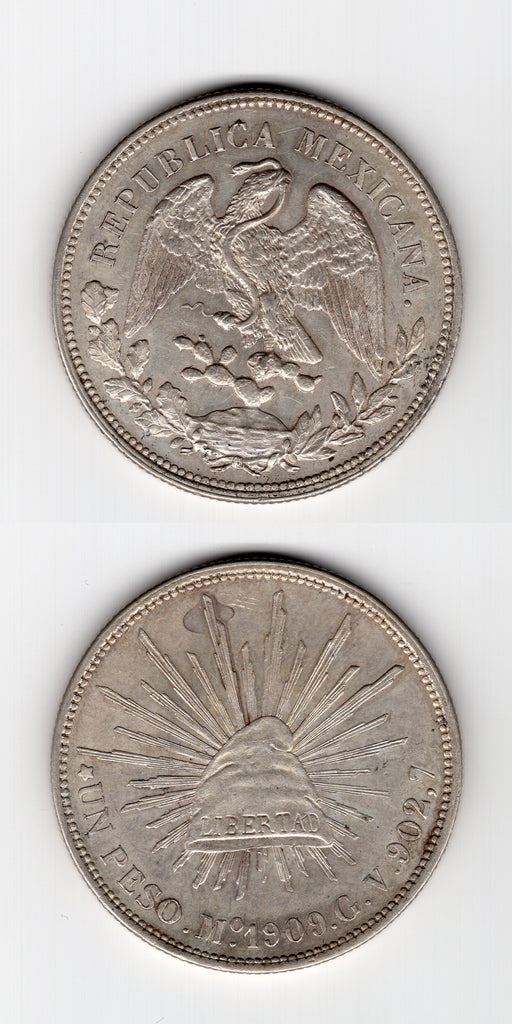 1909 MO/GV Mexico Silver Peso UNC
