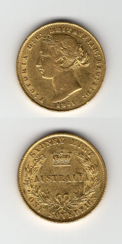 1861 Australia Sydney Mint Sovereign GVF