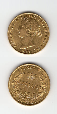 1866 Australia Sydney Mint Sovereign EF