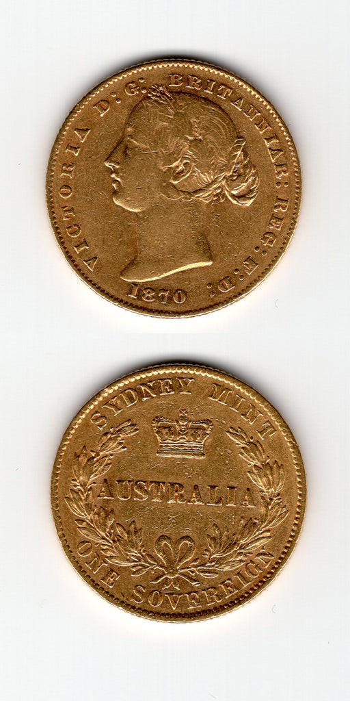 1870 Australia Sydney Mint Sovereign VF/GVF