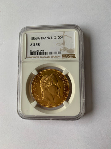 1868 A France Gold 100 Francs AUNC