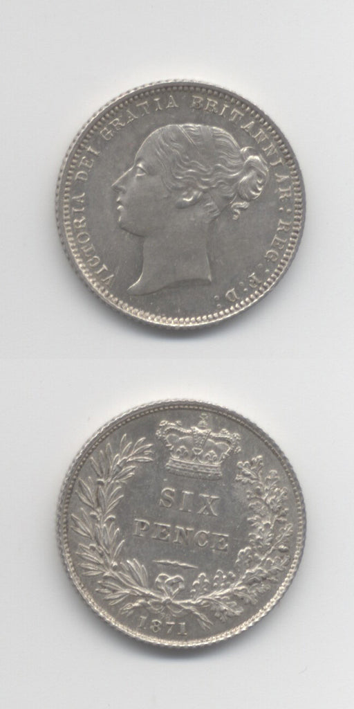 1871 Sixpence  Die 38 UNC