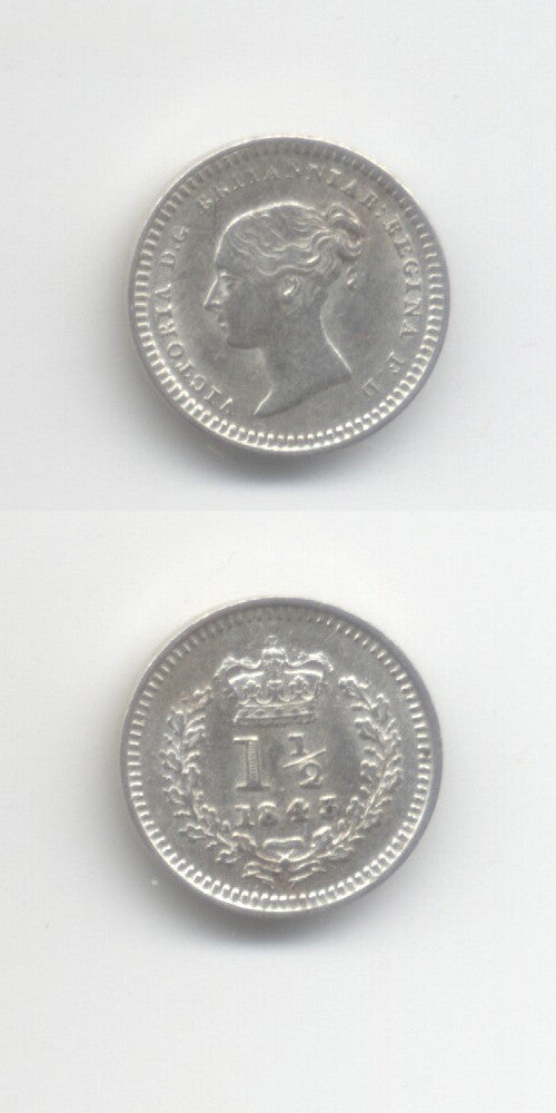 1843 Silver 1 1/2 Pence AUNC
