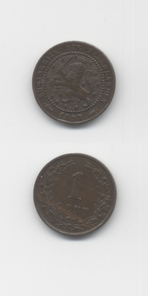 1897 Dutch One Cent Scarce GVF