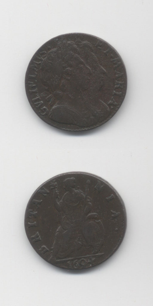 1694 Farthing Double Exergue Line AVF