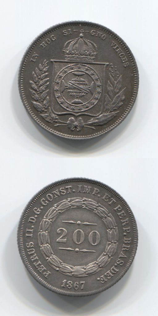 1867 Brazil 200 Reis UNC