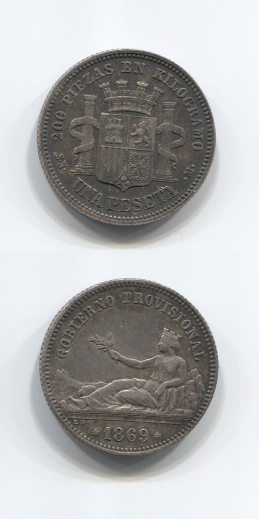 1869 Spain One Peseta AEF/EF