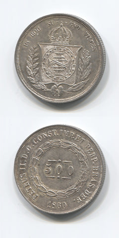 1860 Brazil 500 Reis UNC