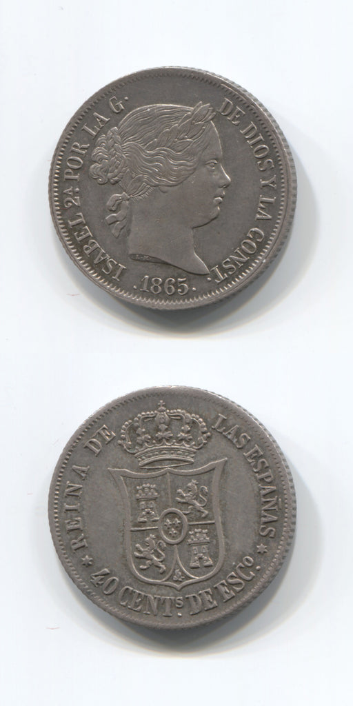 1865 Spain 40 Centimos AUNC