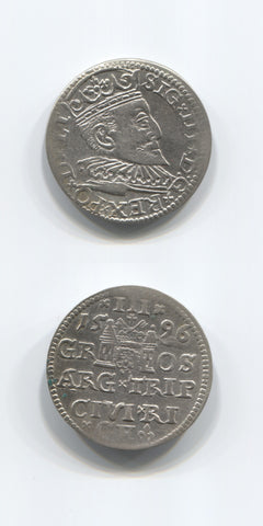 1596 Poland Silver 3 Grosezy . GVF