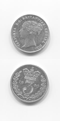 1845 Silver Threepence AUNC