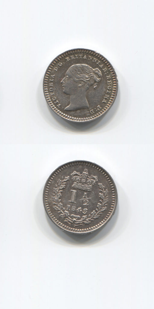1843 3 over 4 Silver 1 1/2d AUNC/UNC