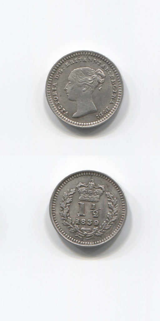 1839 Silver 1 1/2 Pence UNC/AUNC