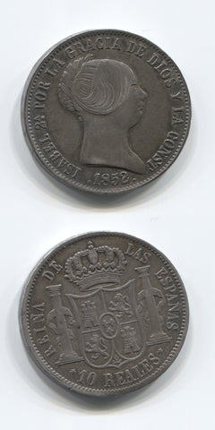 1852 Spain 10 Reales GEF