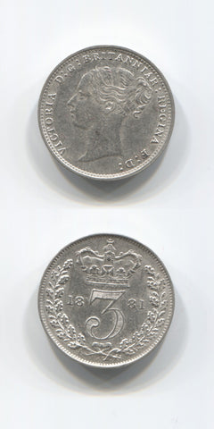 1881 Silver Threepence GEF