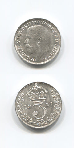 1917 Silver Threepence UNC/BU