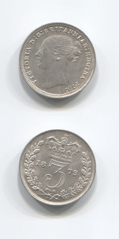 1873 Silver Threepence BU