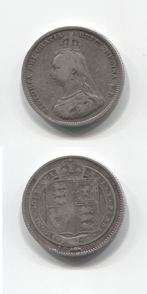1889 Small Jubilee Head Shilling GF
