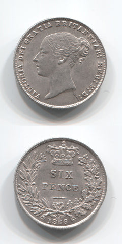 1866 Sixpence AUNC