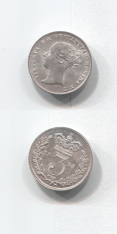 1854 Silver Threepence BU