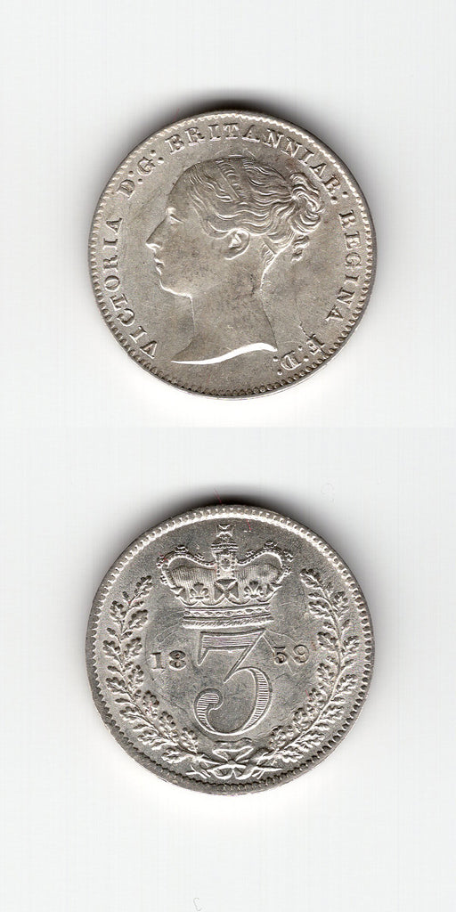 1859 Silver Threepence AUNC/UNC