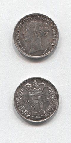 1872 Silver Threepence GEF
