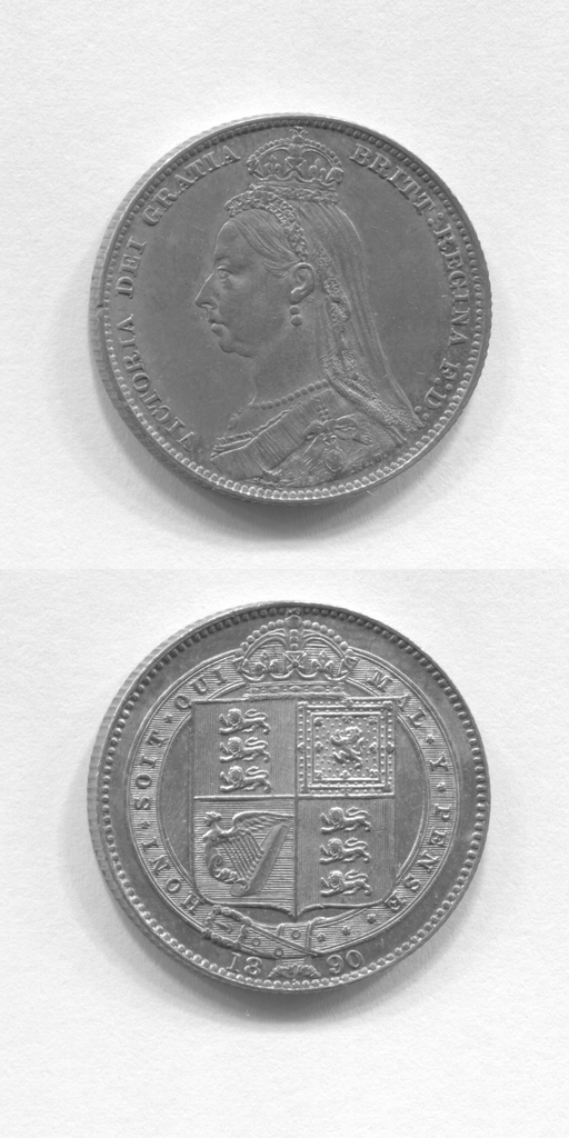 1890 Shilling AUNC/UNC