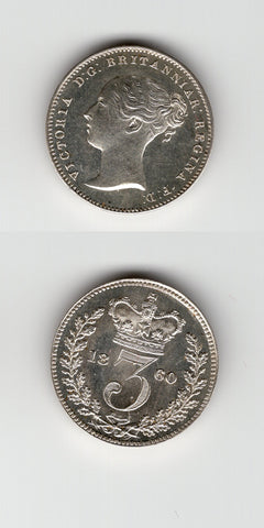 1860 Silver Threepence UNC/BU