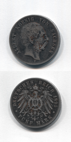 1895 E Saxony 5 Mark GVF