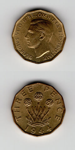 1944 Brass Threepence UNC