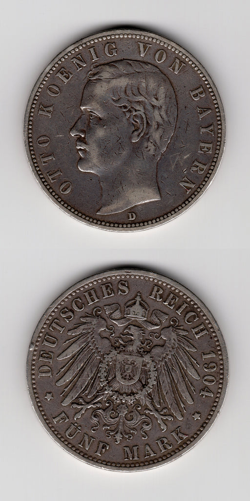 1904 D Bavaria Five Mark VF