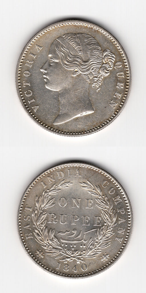 1840 C India EIC Silver Rupee UNC