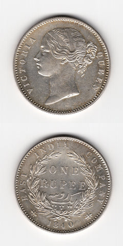 1840 C India EIC Silver Rupee UNC
