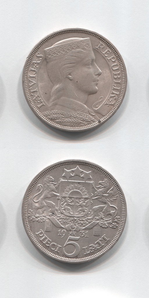 1931 Latvia 5 Lati AUNC