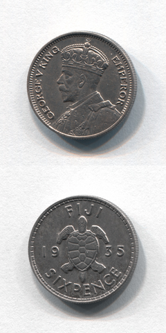 1935 Fiji Sixpence AUNC