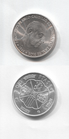 1966 (70)Spain Silver 100 Pesetas BU